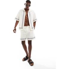 Jack & Jones Mönstrade Shorts I Linnemix Del Av Set Krämvita
