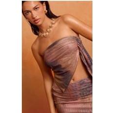 Multifärgade Saronger & Kimonos PrettyLittleThing Multi Blurred Print Mesh Bandeau Beach Top