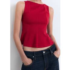 Mango Haut Péplum Détails Coutures - Rouge