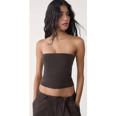Bruna Linnen Stradivarius Brun Topp I Bandeau Modell