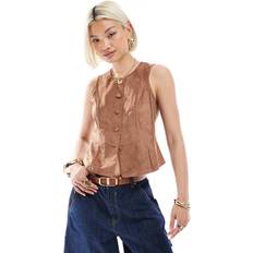 New Look Women Outerwear New Look Women's Rust Faux Suede Buttoned Waistcoat - Tan