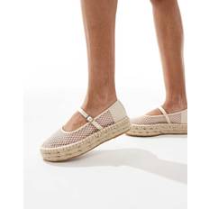 Glamorous Gräddvita Espadrillos Mary Jane Mesh - Vit