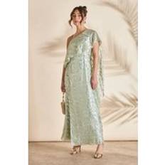Coast Metallic One Shoulder Maxi Dress - Olive