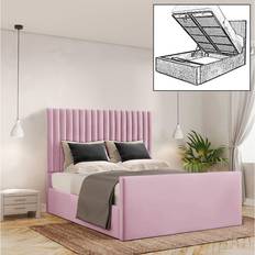 Canora Grey Bilma Upholstered Storage Small Double 120 x 190 cm - Pink Frame Bed