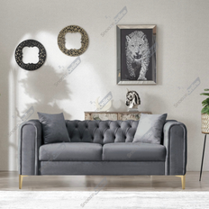 Grey Velvet 2 Seater Set