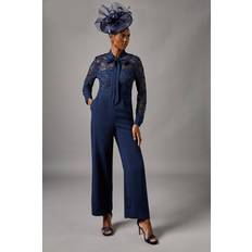 Blue Jumpsuits & Overalls Coast Lace Tie Neck Jumpsuit - Navy