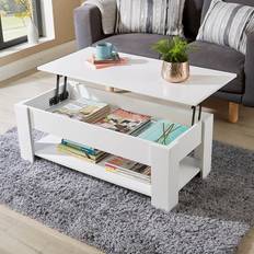 Home Source Orlando Lift Up Storage White Coffee Table 50x100cm