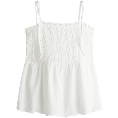 H&M Smocked Top with Narrow Straps - White