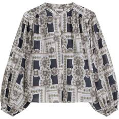 Marc O'Polo Blusar Marc O'Polo O’Polo Blouse Long Sleeve Cotton Voile Långärmade Blusar - Multi/Muted Blue