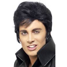 Smiffys Mens fancy dress party film & tv elvis wig adults club & party wear black