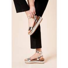 Good For The Sole Shoes Good For The Sole Hester Faux Leather Embellished Flatform Wedge Sandals - Silver