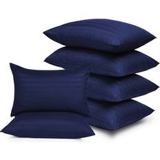 Stripes Pillow Cases Oxford Homeware Pack of 6 Navy Stripe Pack of 6 Satin Silk Pillowcases Pillow Case Blue