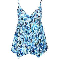 Tankinis Yours Curve Blue Animal Print Wrap Tankini Top