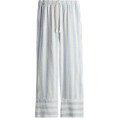 H&M Straight Drawstring Trousers - Light Blue/Striped