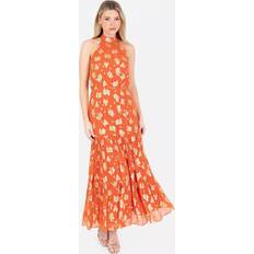 Midi Dresses - Orange Maya Deluxe Floral Halter Neck Tiered Midaxi Dress - Orange