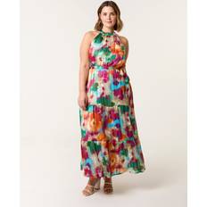 Flare Dresses Blue Vanilla Multi Curve Halterneck Midi Dress