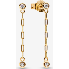 Pandora Diamond Earrings Pandora Era Bezel Lab-Grown Diamond Paperclip Chain Drop Earrings - 14k Gold/Clear