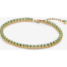 Pandora Grön Armband Pandora Gold Sparkling Green Tennis Bracelet - 20cm