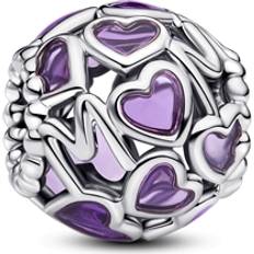 Purple Charms & Pendants Pandora Openwork Hearts Mum Charm - Resin/Sterling Silver/Purple