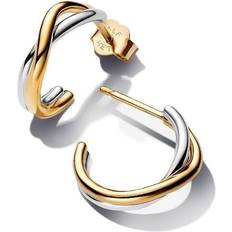 Pandora 14k Örhängen Pandora Organiskt Formade Hoops - Silver