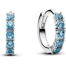Pandora Blue Earrings Pandora Light Blue Huggie Earrings - Silver