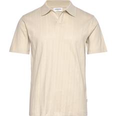 Lindbergh Jacquard V-Neck Polo S/S - Cream
