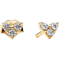 Pandora Earrings Pandora Triple Stone Heart Stud Earrings - Gold/Transparent