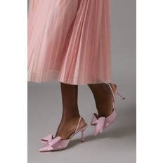 Pink - Women Heels & Pumps Coast Satin Bow Detail Medium Stiletto Heel Sling Back Court Shoes - Blush