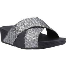 Purple - Women Slides Fitflop Womens Ladies Lulu Glitterball Cross Strap Sliders - Silver