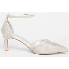 Wide Fit Diamante Court Heels - Silver
