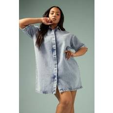 Light blue dress Yours Plus Size Mid Bleach Denim Shirt Dress - Light Blue