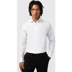 Slim Fit Poplin Double Cuff Cutaway Collar Shirt - White