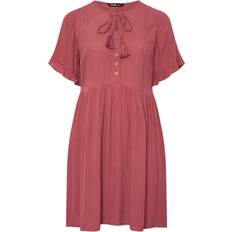 Pink Dresses Yours Crochet Trim Tie Neck Mini Dress - Pink