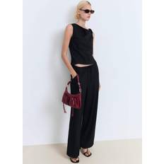 Mango Asymmetrical Draped Top With Straps - Black