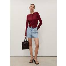 Mango Shorts Mango Highwaisted Straight Denim Shorts - Open Blue