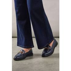 Natural - Women Low Shoes Wallis Lineka Faux Leather Metal Snaffle Smart Loafers - Navy