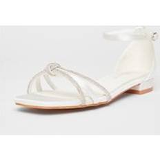 Quiz Wide Fit Knot Front Sandals - White