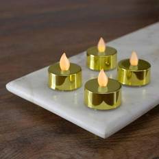 LED Candles Northlight Metallic Gold Lighted Flickering Flame Tea Light Candles Set of 4 LED Candle