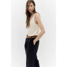 Mango Tilbehør Mango Leather Belt With Oval Buckle - Læder