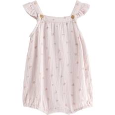 Playsuits Lindex Baby Cotton Floral Romper - Light Dusty Lilac