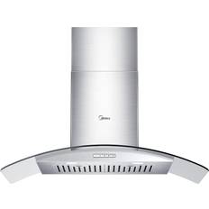 Extractor Fans Midea 30 In 450 CFM Curved Glass Wall-Mounted Range Hood30", Gray