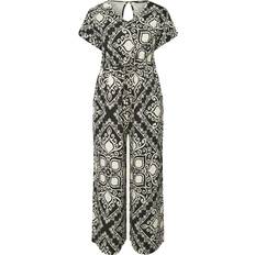 Cotton - Women Jumpsuits & Overalls Yours Paisley Print Wide Leg Jumpsuit - Black/White