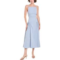 WeWoreWhat Flare Panel Linen-Blend Midi Dress