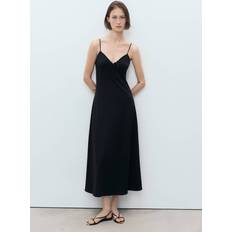 Mango Kläder Mango Long Dress With Bow Neckline Dam Maxiklänningar - Black
