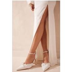 Wide Fit Patent Bow Heels - White