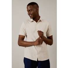 Oxford Shirts - Stripes Burton Fine Stripe Short Sleeve Shirt - Off White