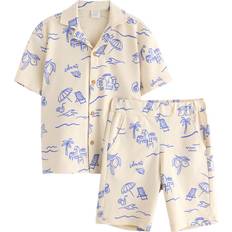 Beige Barnkläder Lindex Set Shirt Shorts - Kräm