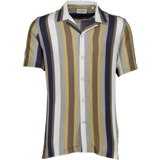 Viskos Skjortor Lindbergh Bold Stripe Viscose Shirt S/S - Khaki
