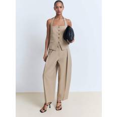 Mango Vests Mango Cotton Mix Tailored Halter Waistcoat - Neutral
