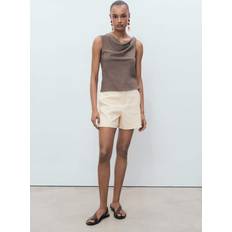 Mango High-Waist Straight Shorts - Ecru